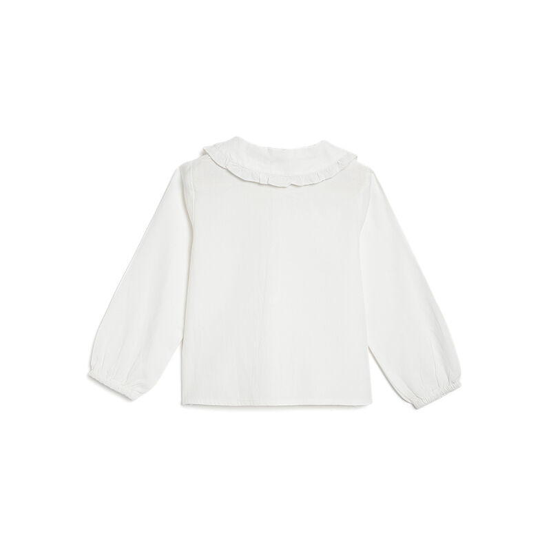 Girls White Solid Long Sleeve Top image number 1